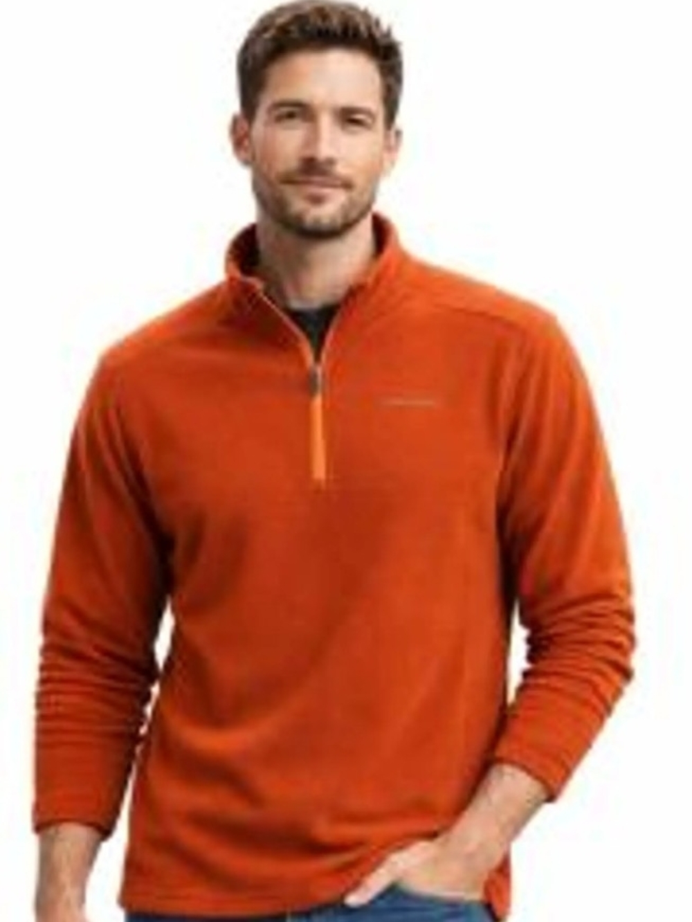 Eddie Bauer Men's Zip-Up Pullover - Burnt Orange